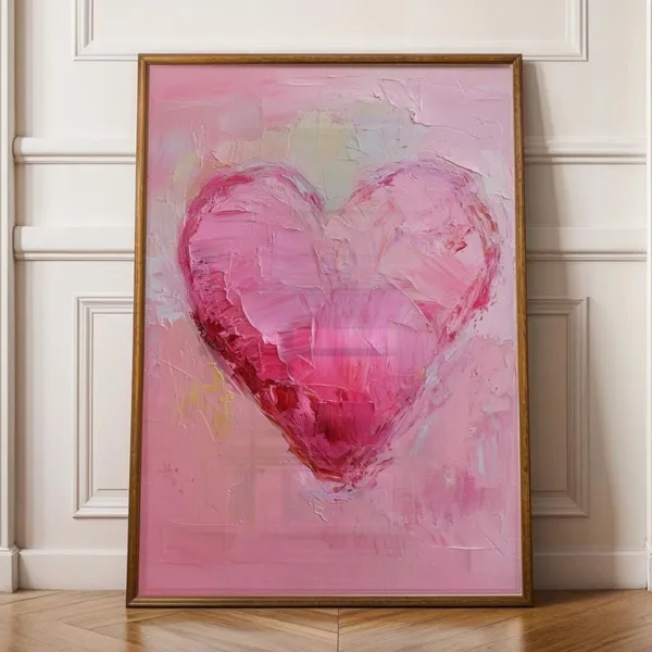 Vintage Valentines Day Heart Art Print, Romantic Decor
