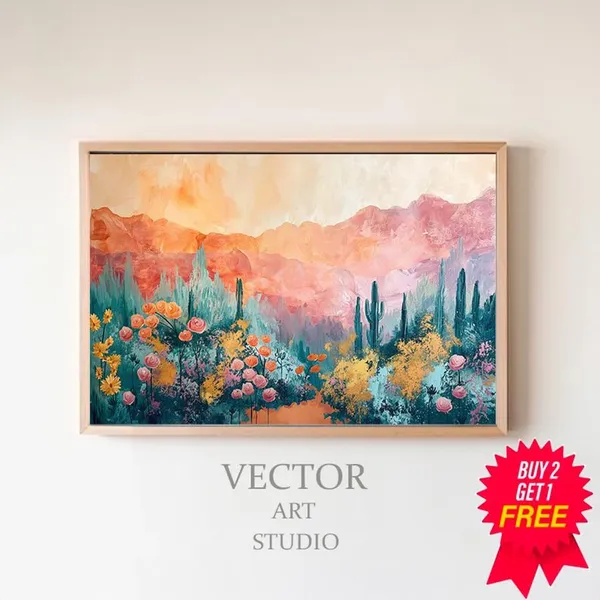Abstract Desert Landscape, Vintage Art Print