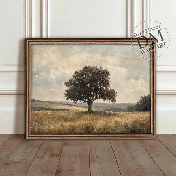 Lone Tree Moody English Countryside Art Print