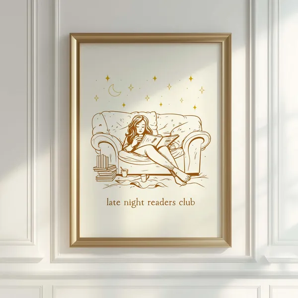 Late Night Readers Club Art Print, Reading Nook Decor