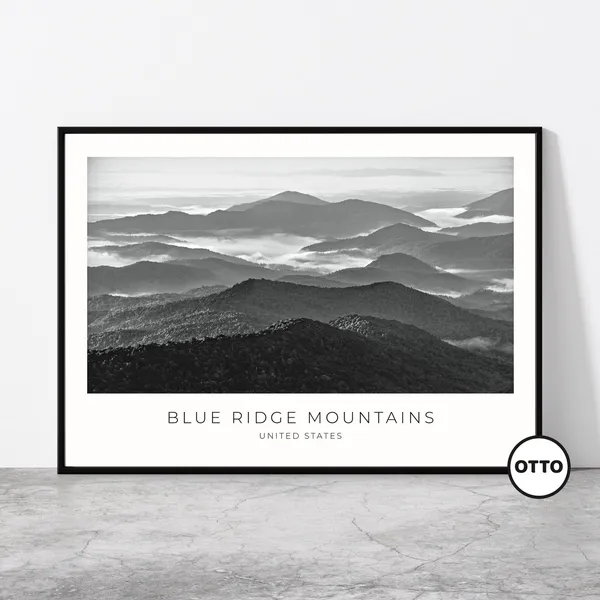 Blue Ridge Mountains Travel Poster, Landscape Art