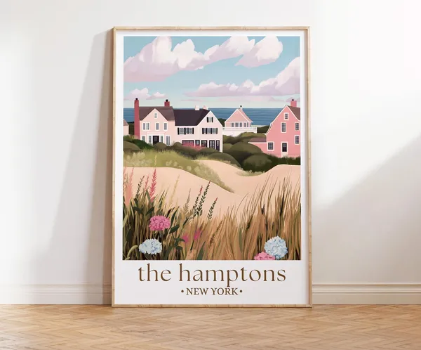 The Hamptons Travel Poster, New York Beach Art Print