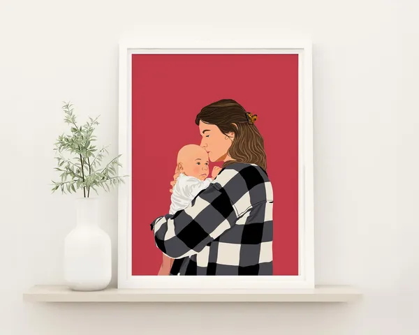 Custom Faceless Portrait, First Mother's Day Art Print