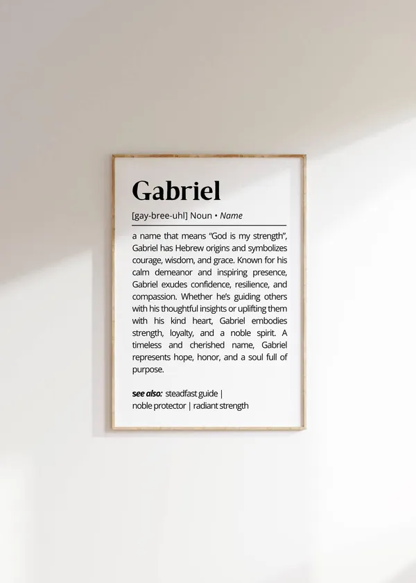 Gabriel Name Definition Art Print, Personalized Gift