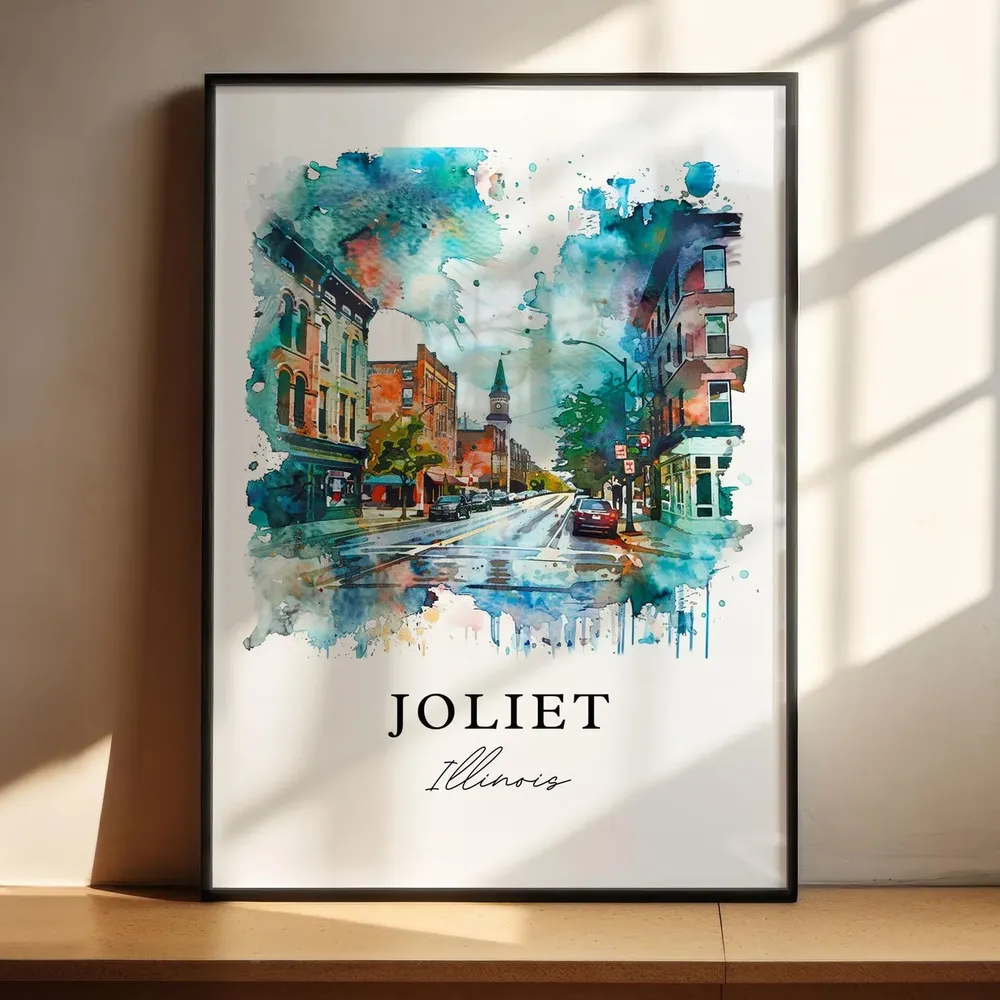 Joliet Illinois Watercolor Travel Poster, Housewarming - Image 4