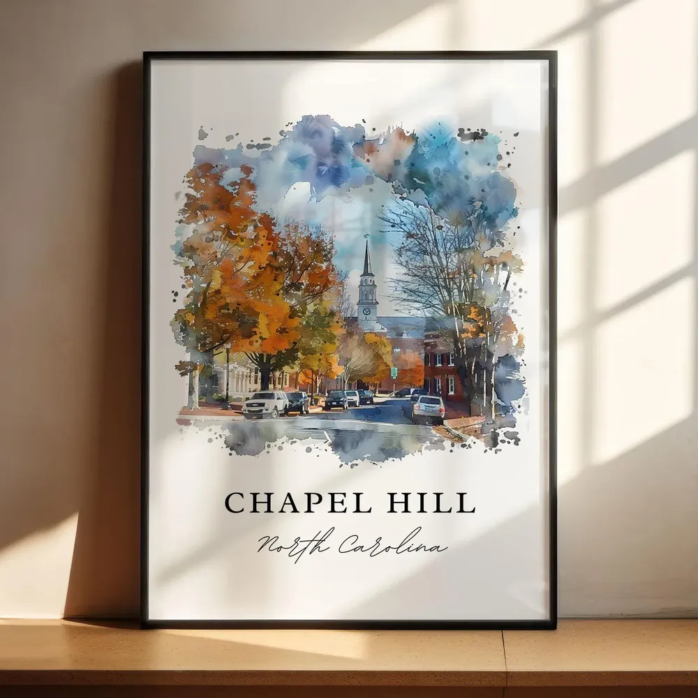 Chapel Hill, NC Watercolor Travel Poster - Image 4