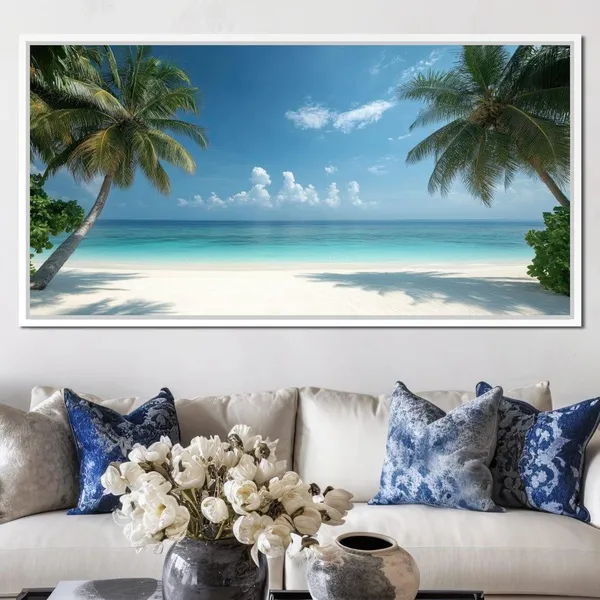Tropical Shoreline Beach Travel Poster, Ocean View