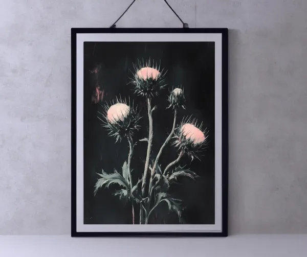Thistle Art Print, Dark Academia Botanical Decor