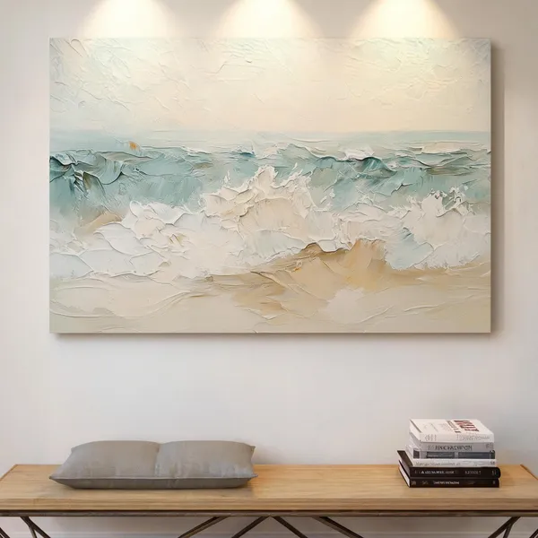Ocean Waves Abstract Art Print, Coastal Seascape