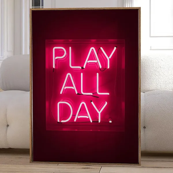 Neon Red Gaming Poster, Boys Bedroom Decor