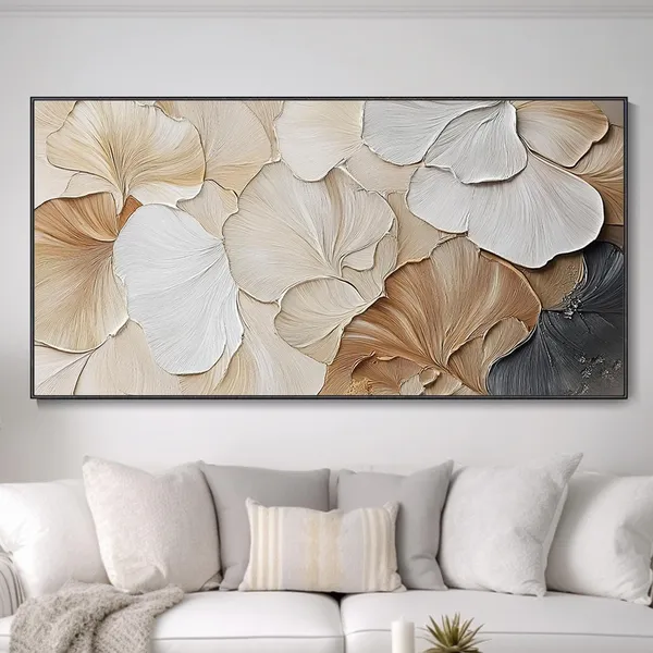 Abstract Floral Oil Painting, Neutral Art Print