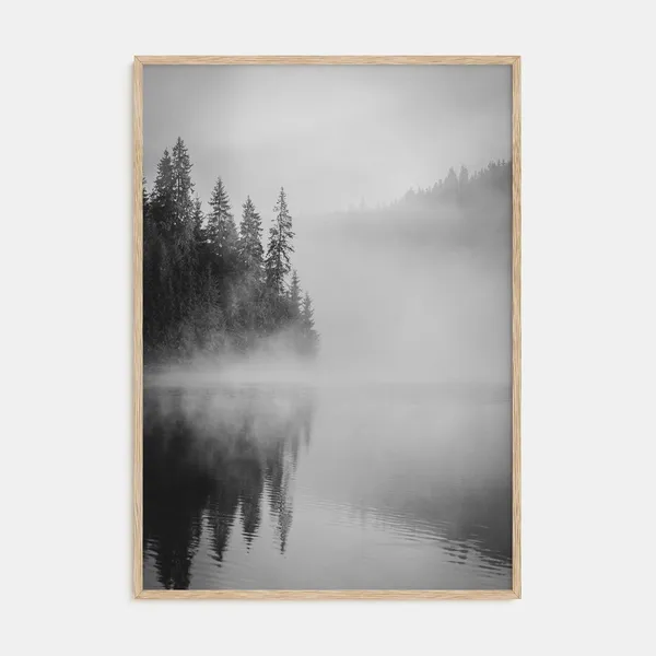 Foggy Forest Black and White Landscape Art Print