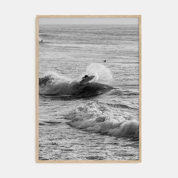 Surfing Black and White Ocean Photography Poster Print