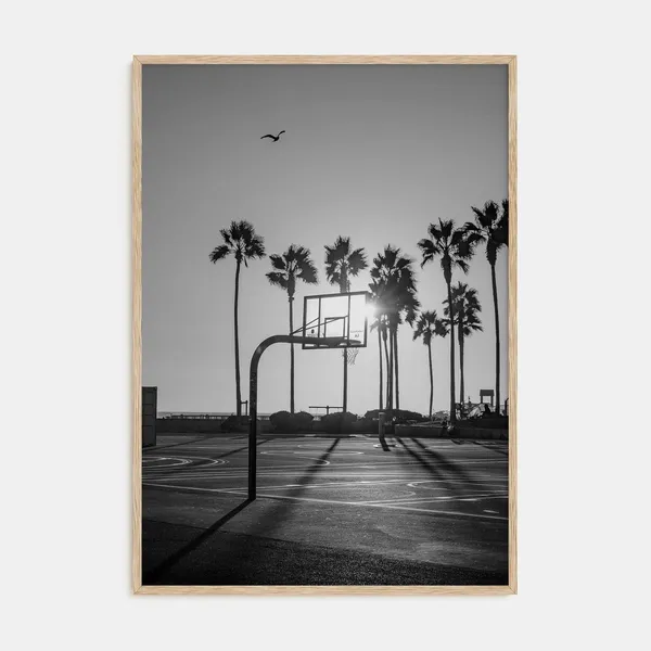 Basketball Court Black and White Photography Poster
