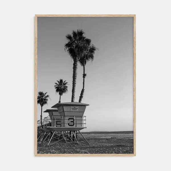Lifeguard Stand Black and White Photography Art Print