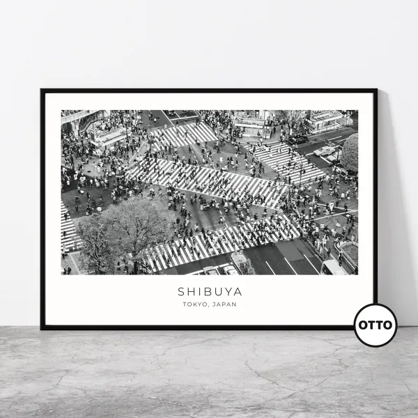 Shibuya Tokyo Cityscape Travel Poster, Japanese Art