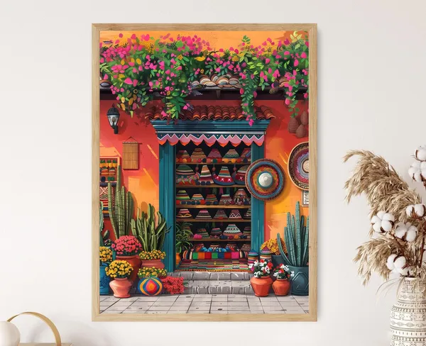 Guatemala Souvenir Shop Vibrant Village Art Print