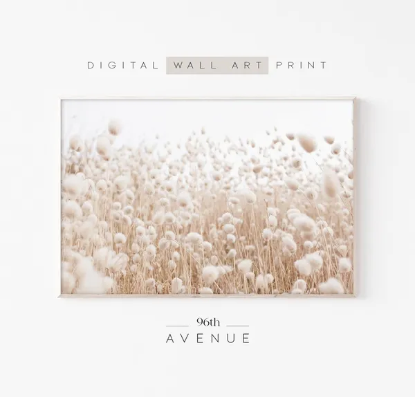 Farmhouse Neutral Grass Art, Coastal Bedroom Print