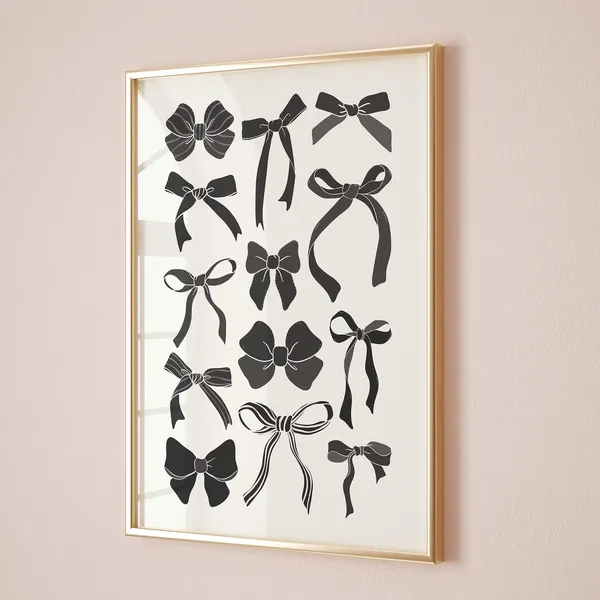 Black Bows Print, Coquette Preppy Dorm Poster