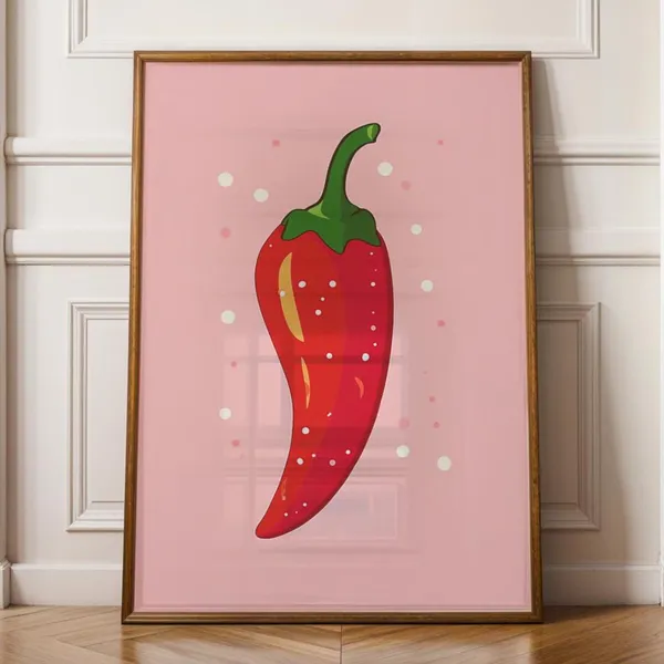 Chili Pepper Vintage Kitchen Art Print, Trendy Decor