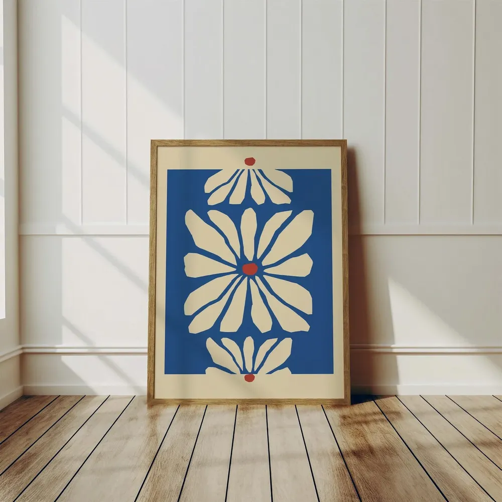 Abstract Floral Mediterranean Blue Art Print - Image 4