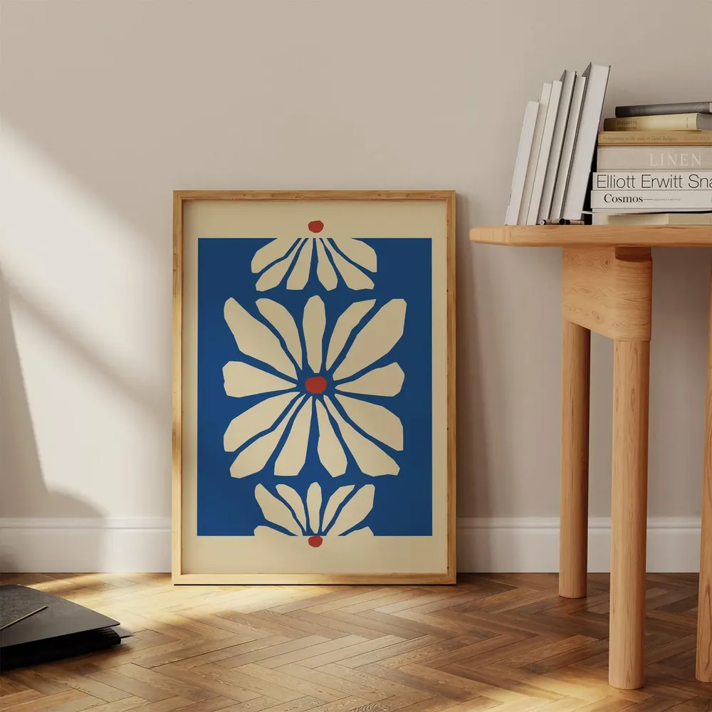 Abstract Floral Mediterranean Blue Art Print - Image 3