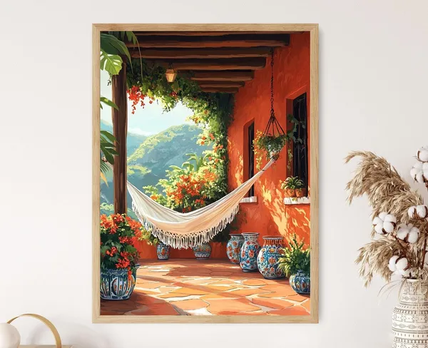 Salvadoran Patio, Hamaca Y Ceramica Art Print