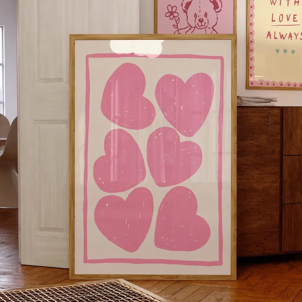 Coquette Heart Pink Minimalist Art Print
