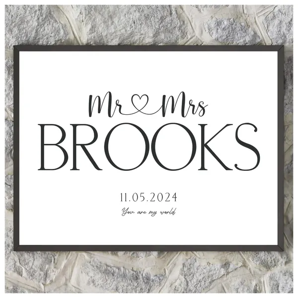 Personalised Mr Mrs Couples Design, Wall Art Print