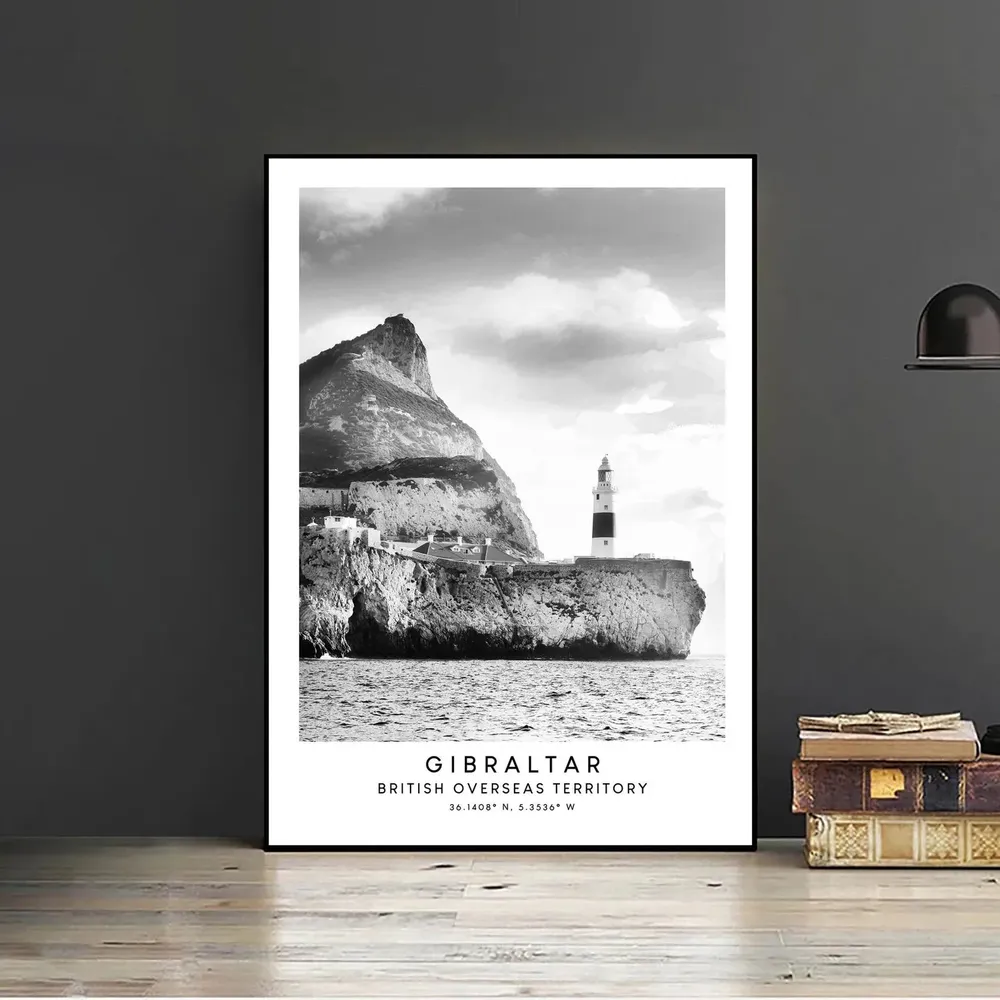 Gibraltar Black and White Minimalist Travel Poster - Image 2