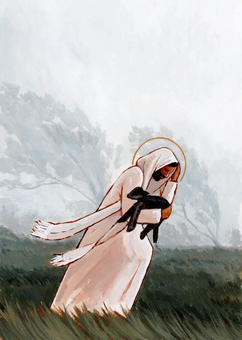 Jesus Carrying Sheep, Christian Religious Art Print - Image 2