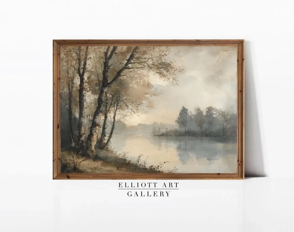 Muted Moody Landscape Green Art Print