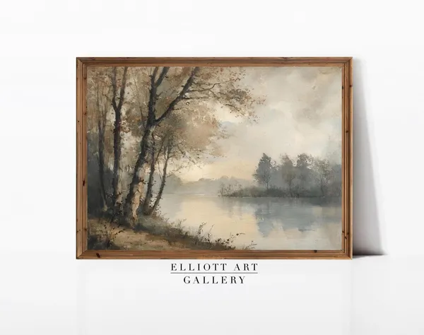 Muted Moody Landscape Green Art Print