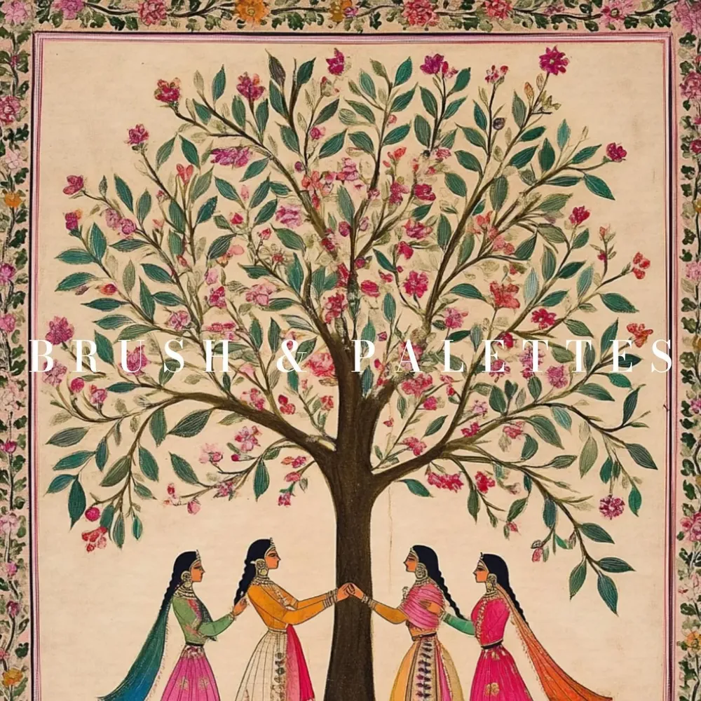 Mughal Folk Tree Women Floral Art Print - Image 2