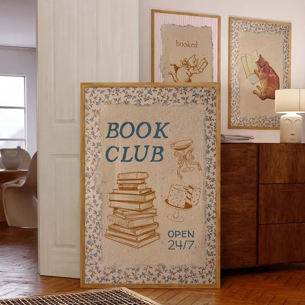 Book Club Print, Trendy Reading Poster