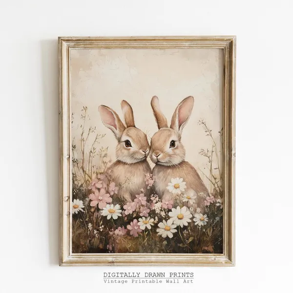 Easter Bunny Nursery Wall Art Print, Farmhouse Spring