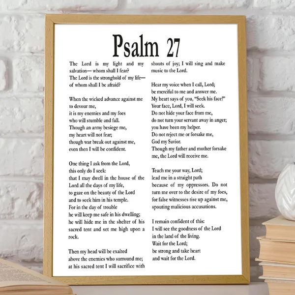 Psalm 27 Bible Verse Art Print for Christian Decor