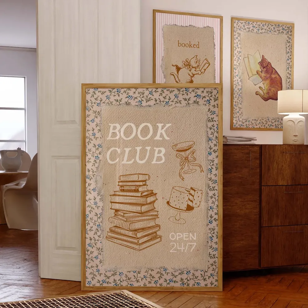 Book Club Poster, Reading Lover Wall Art Print