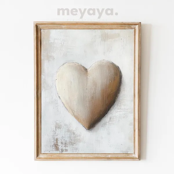Neutral Valentines Beige Heart Print, Vintage Romance