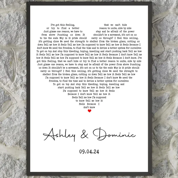 Personalized Heart Song Lyrics Music Art Print