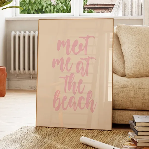 Meet Me At The Beach, Coastal Typography Poster