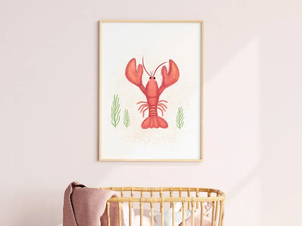Sea Nursery Lobster Art Print, Nautical Decor
