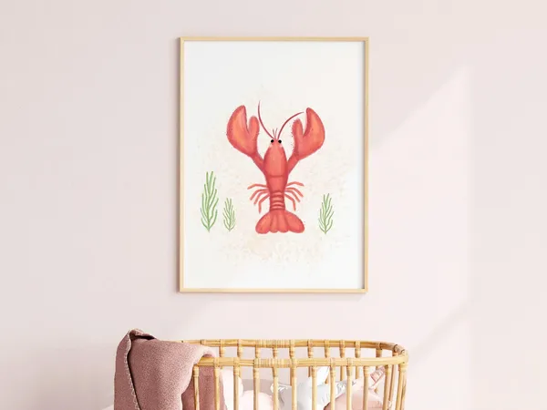 Sea Nursery Lobster Art Print, Nautical Decor