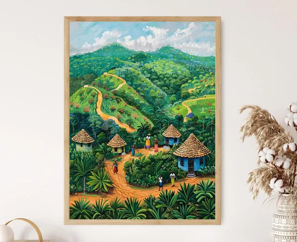 Yam Fields of Ghana, African Landscape Art Print