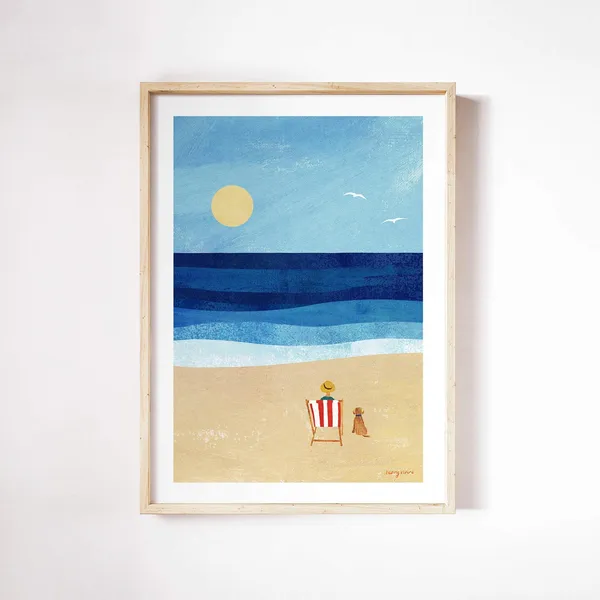 Deckchair Dog Seaside Print By Henry Rivers