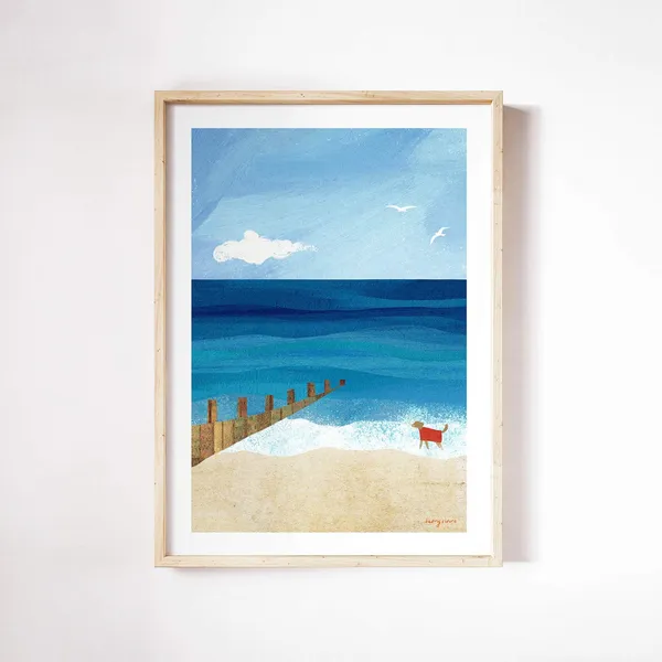 Henry Rivers Beach Dog Walk, Seaside Art Print