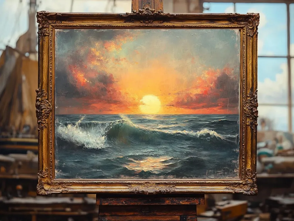 Ocean Waves, Vintage Nautical Oil-Painting Art Print - Image 2