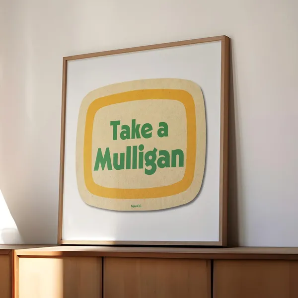 Vintage Golf Mulligan Art Print, Game Room Decor