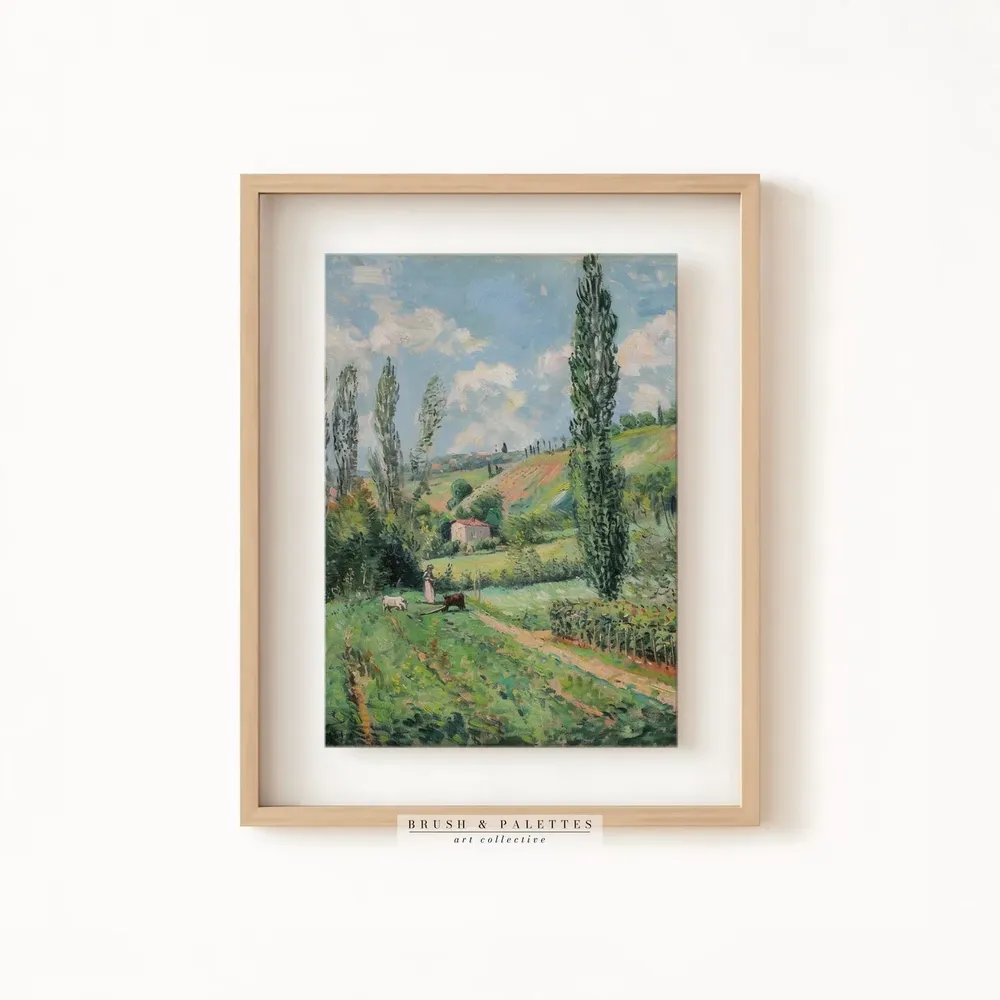 Vintage Countryside Pasture Art Print, Rustic Landscape - Image 3