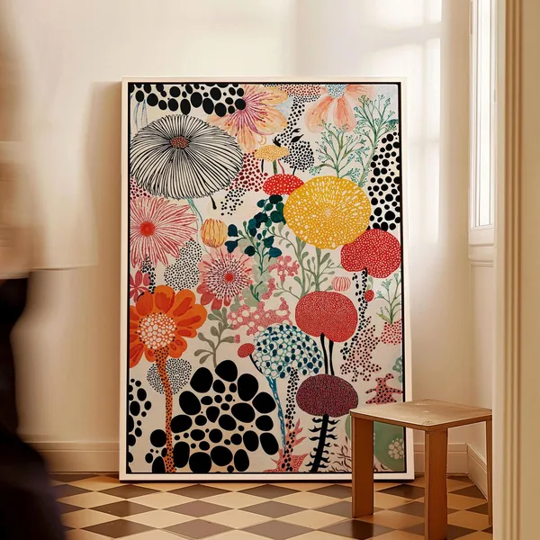 Yayoi Kusama-Inspired Polka Floral Art Print